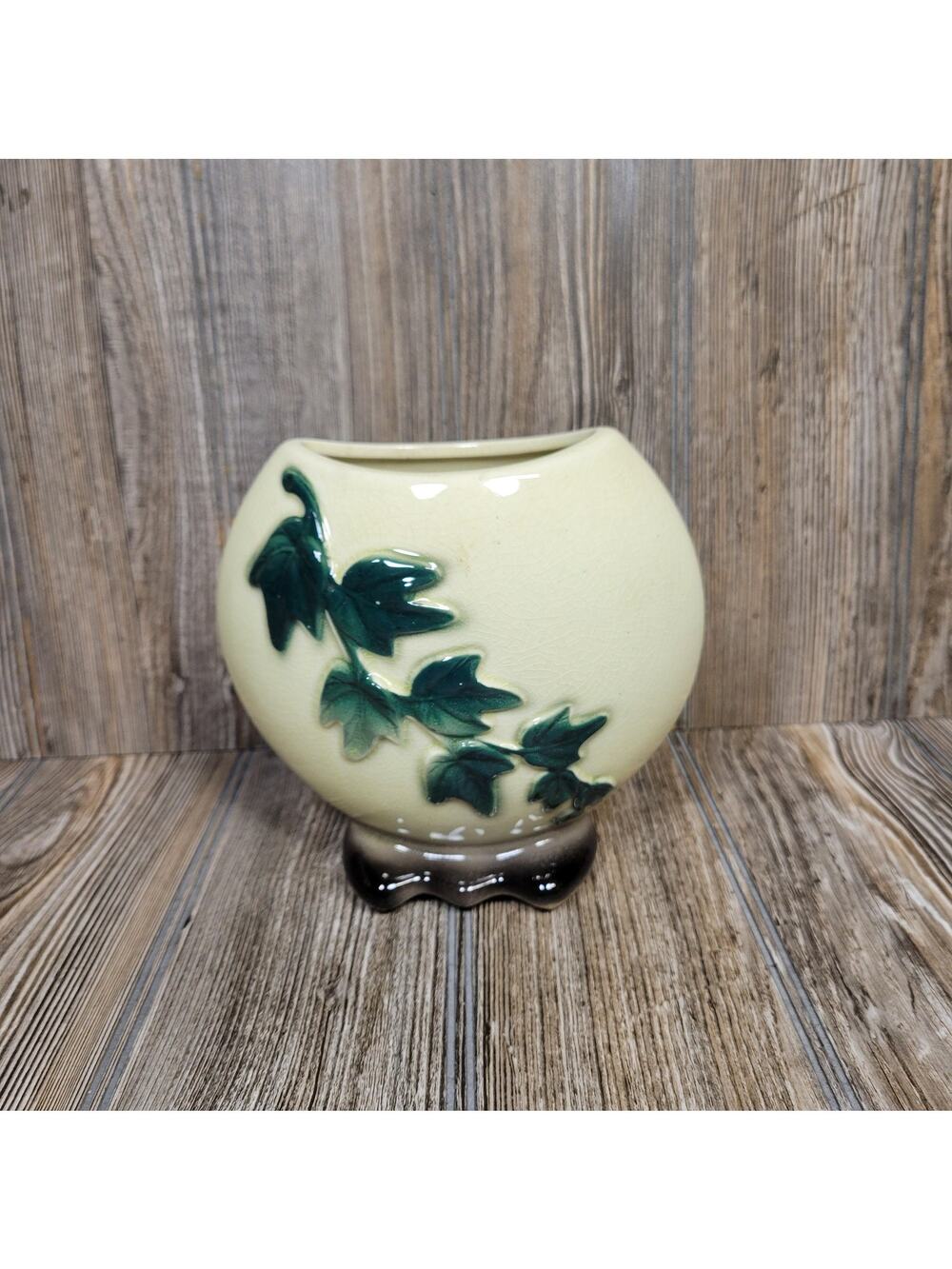 Vintage Royal Copley Ivy Pillow Footed Vase